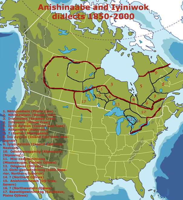 Anishinaabe and Iyiniwok dialects 1850-2000